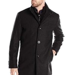 Kenneth Cole New York Men's Wool-Blend Coat with Bib